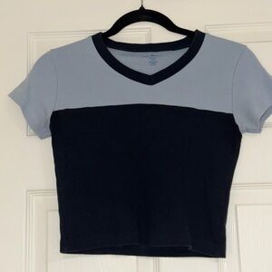 Brandy Melville Black and Grayish Blue Crop Top